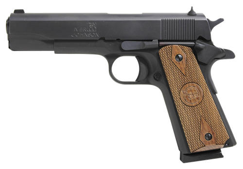 Iver Johnson 1911 A1 Government 70 Series Pistol 1911A1, 45 ACP, 5", Walnut Grips, Matte Blued, 8 Rds