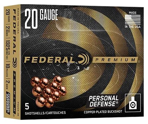 Federal Premium Shotshells PD2042B, 20 Gauge, 2-3/4", #2 Buck Steel Shot, 5 Rds/box