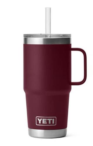 Yeti Rambler 25oz Travel Mug w/ Straw Lid Stainless Steel, Wild Vine Red