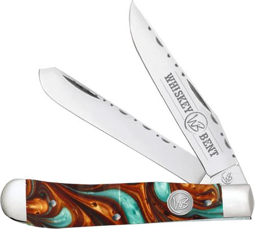 Whiskey Bent Knives Trapper Filework Knife w/Clip Point & Spey Blade, Copper Canyon Handle (WB15F-40)