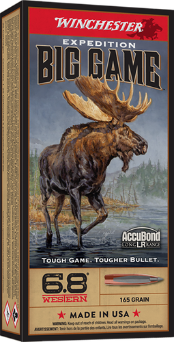 Winchester Expedition Big Game Rifle Ammunition S68WLR, 6.8 Western, Nosler AccuBond Long-Range, 165 GR, 2970 fps, 20 Rd/bx