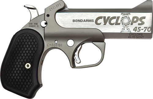 Bond Arms Cyclops Pistol BACY4570, 45-70 Gov't, 4.25", Black Grips, Stainless Finish, 1 Rds
