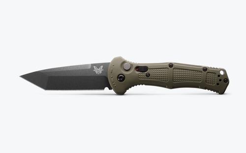 Benchmade Claymore Automatic Knife (9071BK-1), Plain Edge, Tanto Blade, Cobalt Black Blade, Green Handle