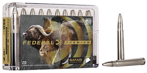 Federal Premium Cape-Shok Rifle Ammunition P416RT1, 416 Remington Mag, Trophy Bonded Bear Claw, 400 GR, 2400 fps, 20 Rd/bx