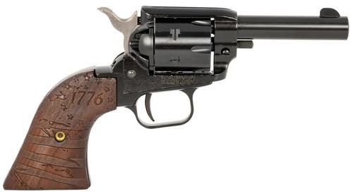 Heritage Barkeep Revolver BK22B3WBRN35, 22 LR, 3", Wood w/1776 Flag Engraved Grips, Black Oxide Finish, 6 Rds