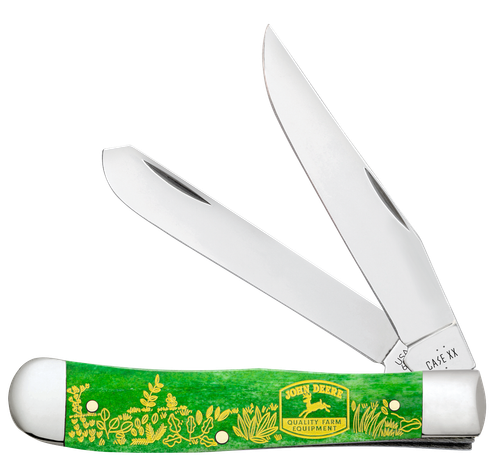 Case Knives John Deere Smooth Bright Green Bone Trapper