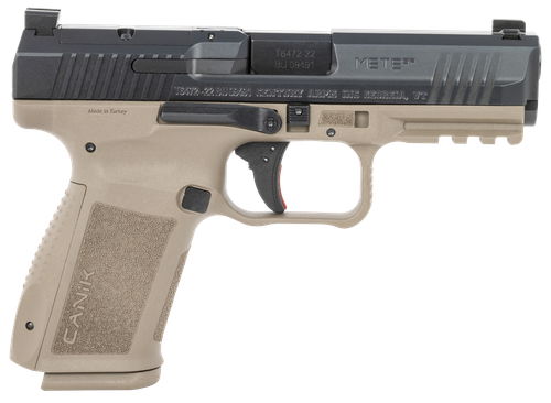 Canik Mete SF Compact Pistol HG7159N, 9mm, 4.19", Aggressive Textured Polymer Grips, FDE Finish, Optic Ready, Ambidextrous, 15 Rds