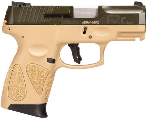 Taurus G2C Compact Pistol 1G2C93B12T, 9mm, 3.26", Coyote Tan Polymer Grips, Moss Green Slide, 12 Rds