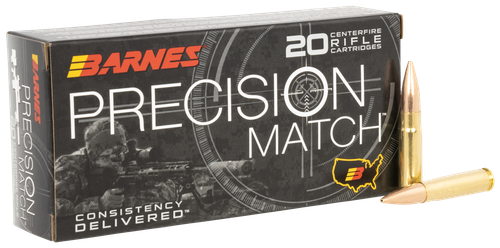 Barnes Precision Match Rifle Ammunition 32134, 300 Blackout, Match Burner OTM BT, 220 gr, 995 fps, 20 Rd/Bx