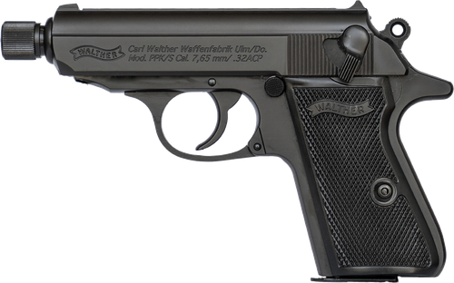 Walther PPK/S Pistol 4796059, 32 ACP, 3.30in, Textured Polymer Grips, Black Finish, 7 Rds