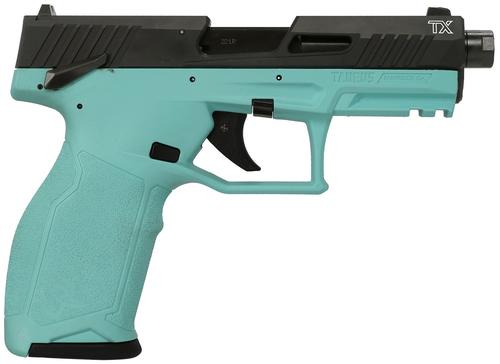 Taurus TX22 T.O.R.O. Optic Ready Pistol 1-2TX22P141C, 22 LR, 4.60in, Textured Grips, Cyan Finish, 16 Rds