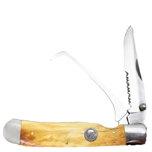 Whiskey Bent Knives Hoofpick Knife w/Clip Point Blade, Burnt Bone Handle (WB20-16)