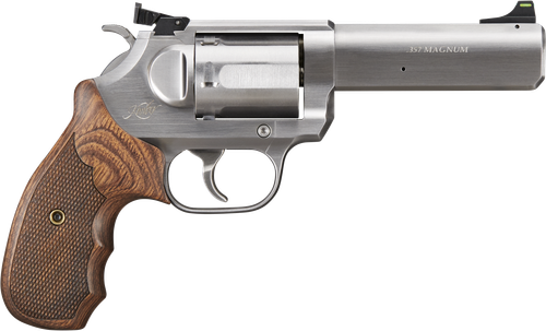 Kimber 3400032 K6S Target DASA Revolver, 357 Magnum, 4 in Barrel, Brushed Satin Finish, Checkered Walnut Grip