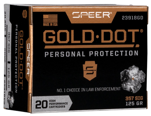 Speer .357 Sig/ 38 Super 125 Grain Gold Dot Hollow Point 100/Box (4360), Not Loaded