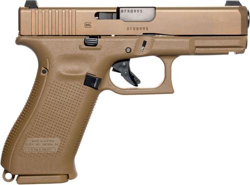 Glock 19X Pistol UX1950703, 9mm, 4.02 in, Polymer Grip, Flat Dark Earth Finish, Night Sights, 19 Rd, Made in USA