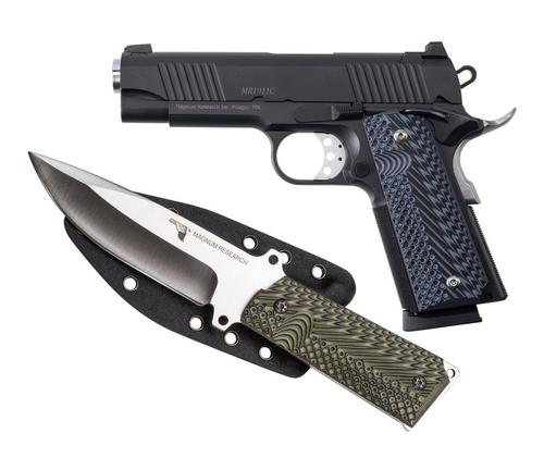 Magnum Research Desert Eagle 1911 Pistol DE1911C9-K, 9mm, 4.33in, G10 Black/Blue Grips, w/Knife 9 Rds