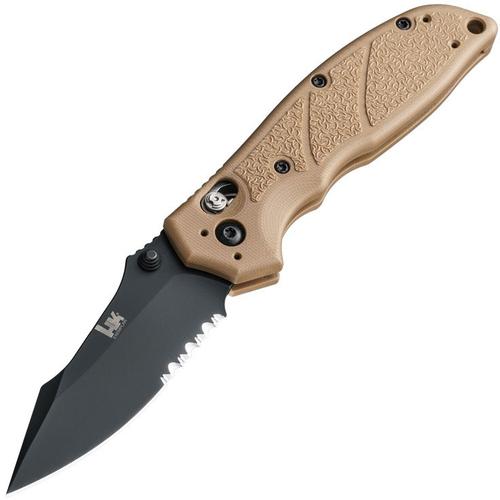 Hogue HK Exemplar Folding Knife w/Partially Serrated Clip Point Blade, FDE Finish (54153)