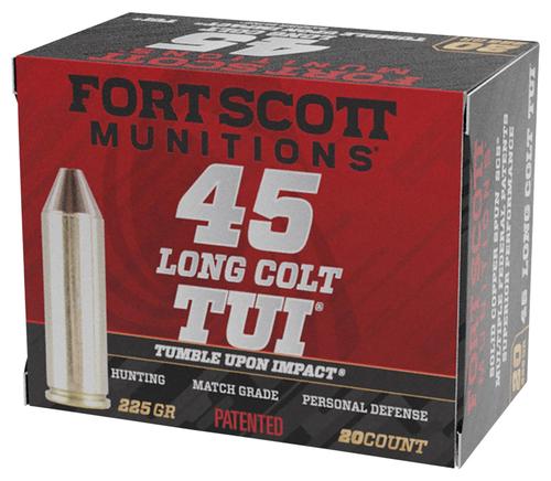 Fort Scott Munitions TUI Pistol Ammunition 45LC225SCV, 45 Long Colt, Solid Copper Spun, 225 gr, 869 fps, 20 Rd/Bx