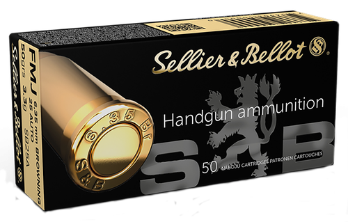 Sellier & Bellot Pistol Ammuntion SB25A, 25 ACP, Full Metal Jacket (FMJ), 50 Gr, 760 fps, 50 Rd/bx