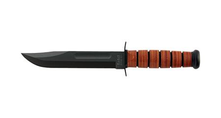 Ka-Bar Dog''s Head Clip Point Utility Knife w/Plain Edge & Leather Handle (1317)