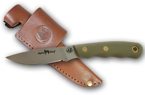 Knives of Alaska Alpha Wolf Knife Steel Drop Point Blade G-10 OD (00330FG)