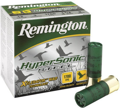 Remington HyperSonic Steel Shotshells HSS12B, 12 Gauge, 3 in, 1-1/8 oz, 1700 fps, #BB Steel Shotshells Shot, 25 Rds/Bx