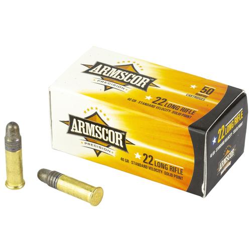 Armscor Precision Rimfire Ammunition A22STD, 22 Long Rifle, Lead  Round Nose (RN), 40 GR, 1235 fps, 50 Rd/bx