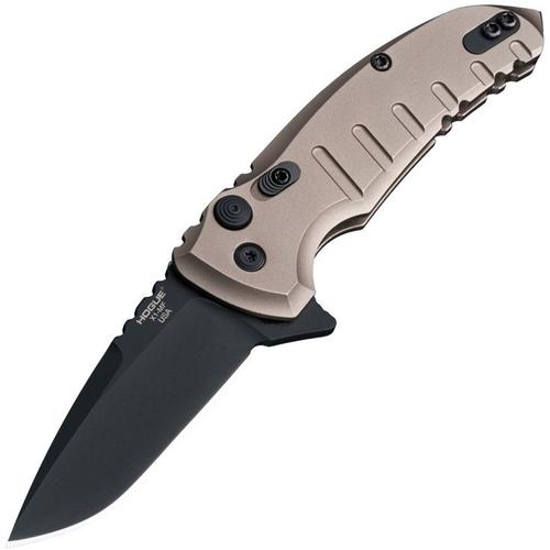 Hogue X-1 MicroFlip Folding Knife w/Drop Point Blade, FDE Aluminum (24177)