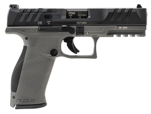 Walther PDP Optic Ready Pistol 2858371, 9mm Luger, 4.50", Duty Textured Polymer Grips, Gray Finish, 18 Rds