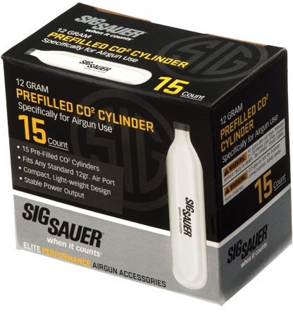 Sig Sauer 12 Gram Prefilled CO2 Cylinder, 15 Pack (AC1215)