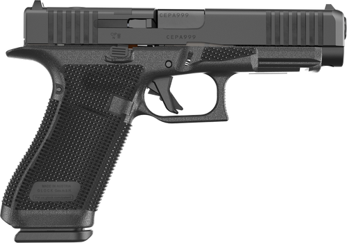 Glock 17 Gen6 MOS Pistol w/Front Serrations, 9mm, 4.49 in, Black Polymer Textured Grip, GMB Barrel, nDLC Finish, Optic Ready, 17 Rds
