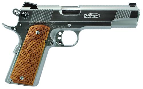 Tri-Star American Classic II 1911 Pistol 85618, 10mm Auto, 5in, Wood Grips, Chrome Finish, 8 Rds