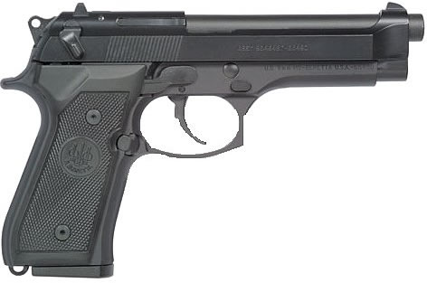 Beretta M9 Semi-Auto Pistol J92M9A0M, 9mm, 4.9", Plastic Grip, Black Finish, 15 Rd