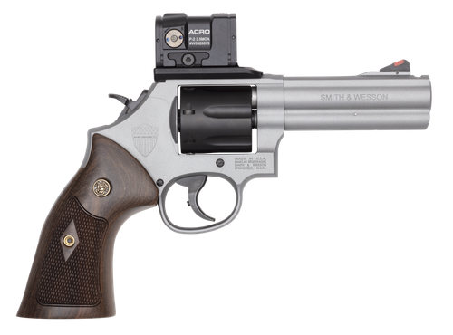 Smith & Wesson 686 SPEC R Revolver Bundle 14635, 357 Mag, 4.1", Checkered Wood Grip, Titanium Cerakote, w/Aimpoint Acro P-2 RDS, 7 Rnds