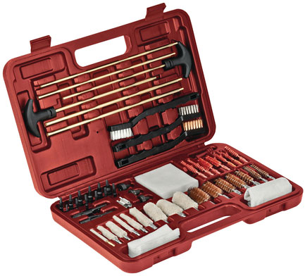 Outers 70074 62 Piece Universal Cleaning Kit, Hard Plastic Case, Red