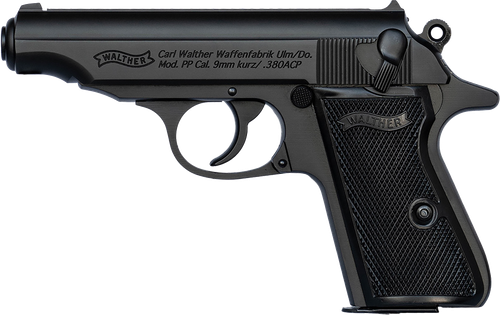 Walther PP Pistol 4796030, 32 ACP, 3.90in, Textured Polymer Grips, Black Finish, 8 Rds