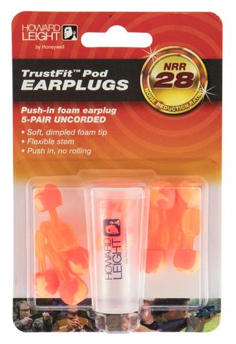 Howard Leight R02236 TrustFit Pod Uncorded Earplugs Foam 28 dB Orange 5 Pair
