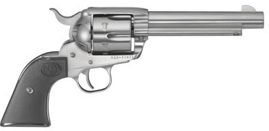 Ruger Vaquero KNV35 Revolver 5108, 357 Magnum, 5 1/2 in, Checkered Black Grip, Gloss Stainless Finish, 6 Rd