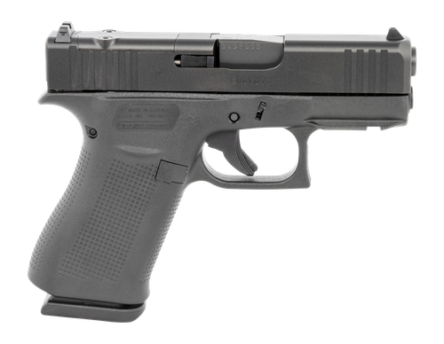 Glock G43X MOS Pistol, 9mm, 3.41in, Black Textured Polymer Grips, Black Finish, 15 Rds