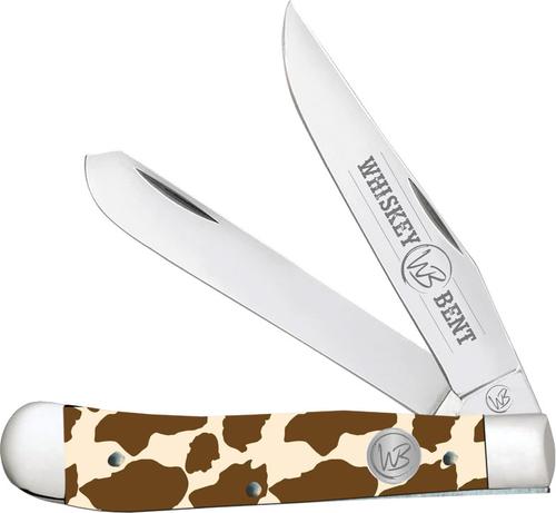 Whiskey Bent Knives Trapper Knife w/Clip Point & Spey Blade, Brown Hide Handle (WB11-02)
