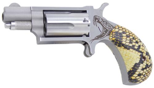 North American Antivenom Revolver NAA22MSGSTSG, 22 Magnum (WMR), 1.12 in, Snake Print Grip, Stainless Finish, 5 Rd