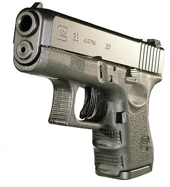 Glock 33 Subcompact Pistol PI3350201, 357 SIG, 3.46 in, Polymer Grip, Black Finish, Fixed Sights, 10 Rd