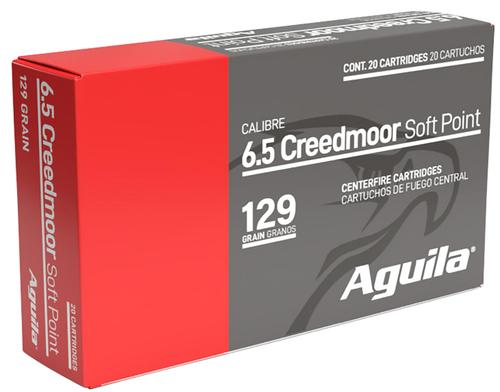 Aguila Rifle Ammunition 81489AG, 6.5 Creedmoor, InterLock Boat Tail Soft Point, 129 gr, 2810 fps, 20 Rd/Bx