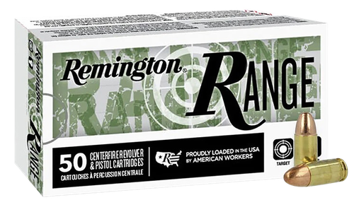 Remington Range Pistol Ammunition R27778, 9mm, FMJ, 115 gr, 1145 fps, 50 Rd/Bx