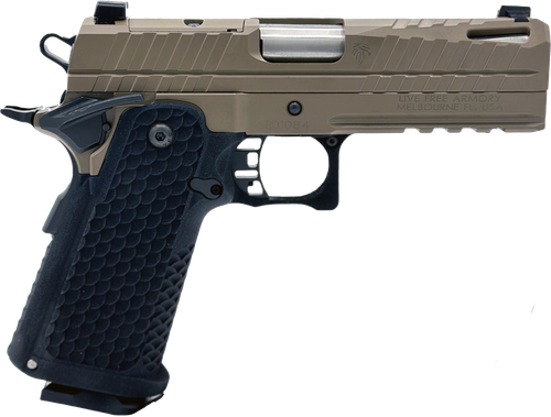 LIVE FREE ARMORY Apollo 11 Compact Optic Ready Pistol LFAPC71302, 9mm Luger, 4.15in, Black Polymer, Elite Flat Dark Earth Cerakote Finish, 17 Rds