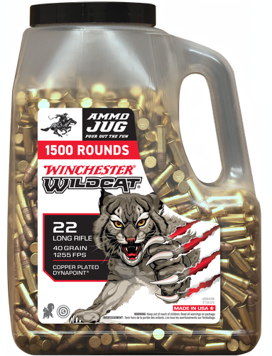 Winchester Ammunition Wildcat, 22LR, 40 Gr, Copper Plated Dynapoint, 1500 Round Jug