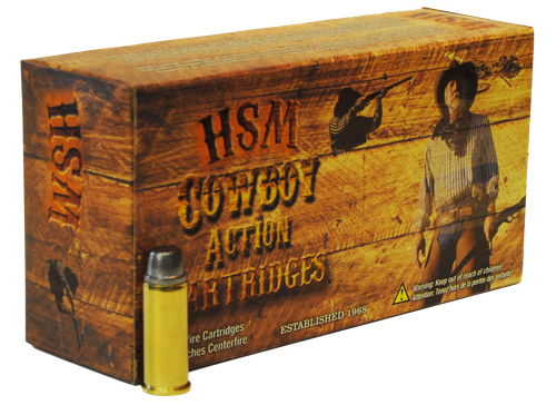 HSM Cowboy Action Pistol Ammunition 45C-2, 45 Long Colt, Round Nose Flat Point Lead, 200 GR, 750 fps, 50 Rd/bx