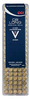 CCI CB Long Low Noise/Training/Specialty Rimfire Ammunition 0038, 22 CB Long, Round Nose (RN), 29 GR, 710 fps, 100 Rd/bx
