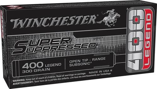 Winchester Super Suppressed Rifle Ammunition SUP400, 400 Legend, Open Tip, 300 gr, 1060 fps, 20 Rd/Bx