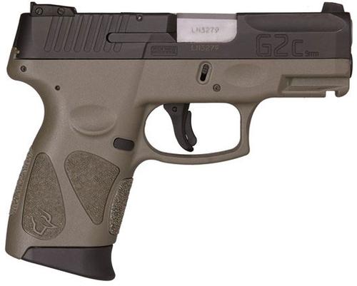 Taurus G2C Semi-Auto Pistol 1G2C93112O, 9mm, 3.2", OD Green Polymer Grip/Frame, Black Finish, 12 Rds